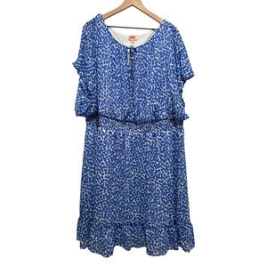 EVRI Blue White Midi Dress 4X Career Summer